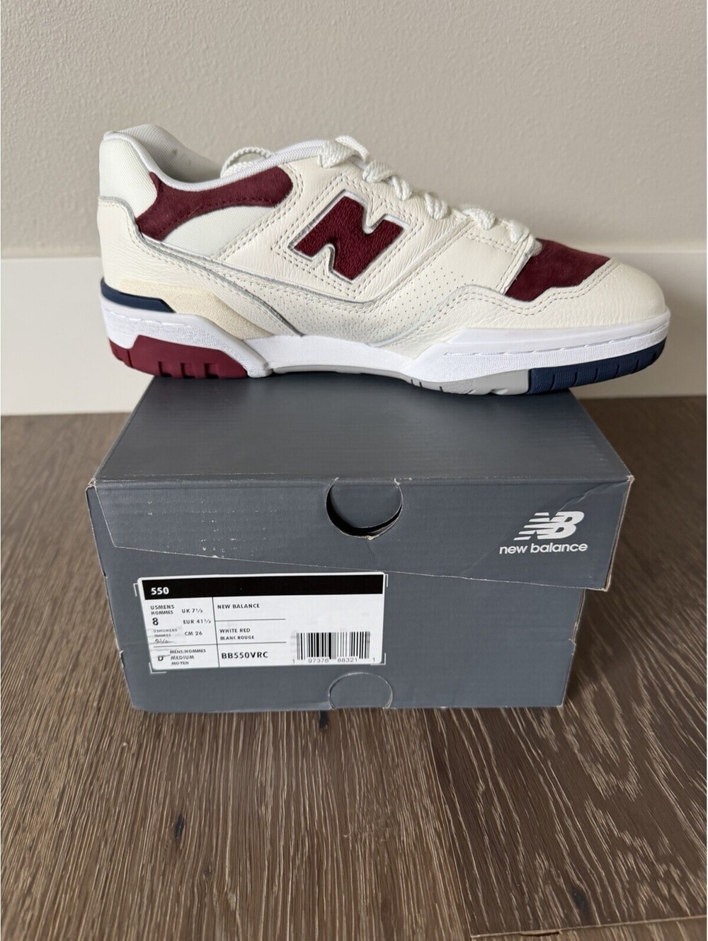 New Balance 550 Unisex Sneakers White/Red/Blue Men's Size 8/Women 9.5